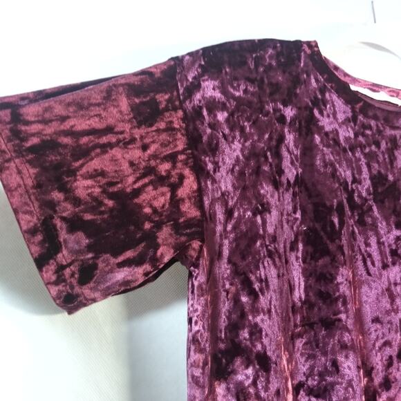 Double Zero Reddish Purple Crushed Velvet Tee Dress Size Small - Picture 3 of 5